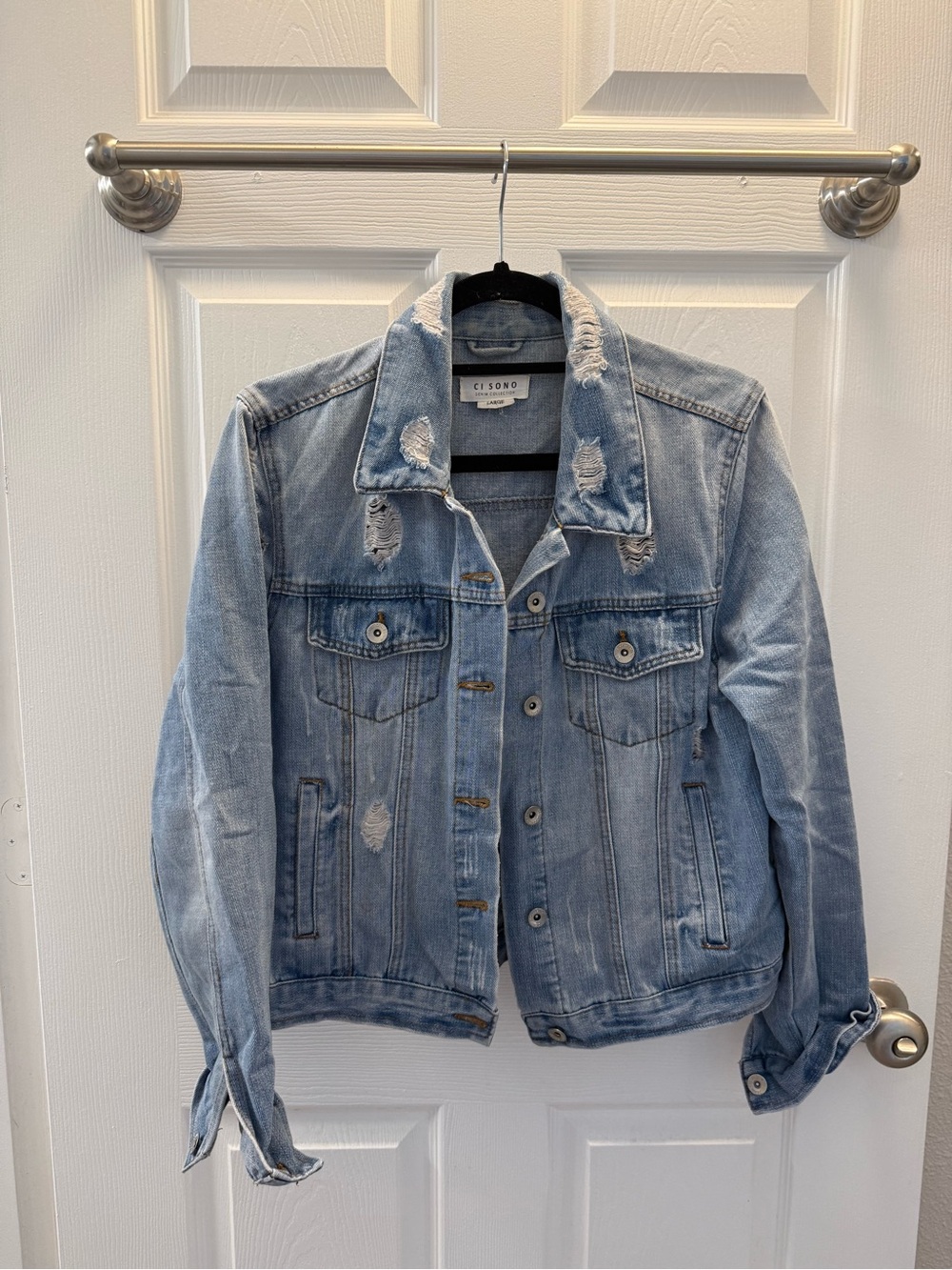 Light Blue Distressed Denim Jacket